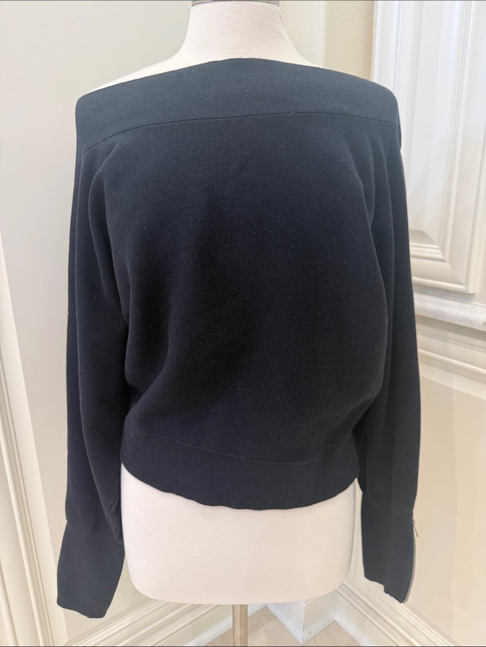 Free People Black Off-Shoulder Pullover Sweater